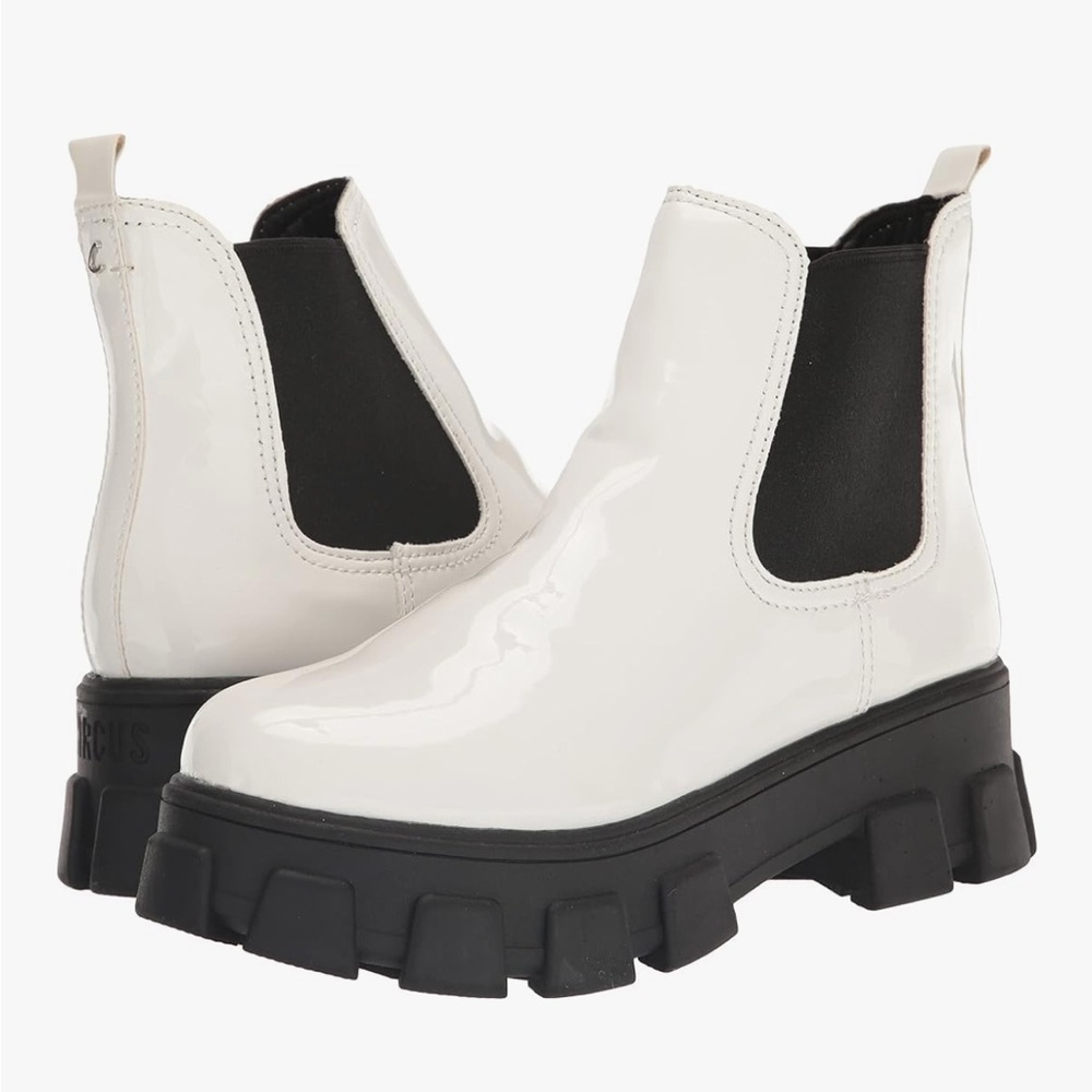 Sam Edelman Circus Darielle Chunky Platform White PU Patent Ankle Boots BoxedNWT
